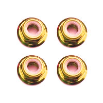 Fastrax M3 Gold Flanged Locknuts 4pcs