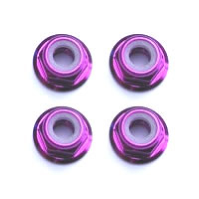 Fastrax M3 Purple Flanged Locknuts 4pcs