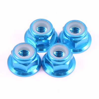 Fastrax M4 Blue Flanged Locknuts 4pcs