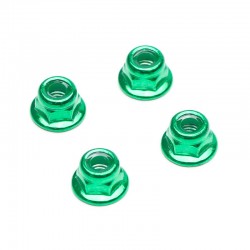 Fastrax M4 Green Flanged Aluminium Locknuts 4pcs