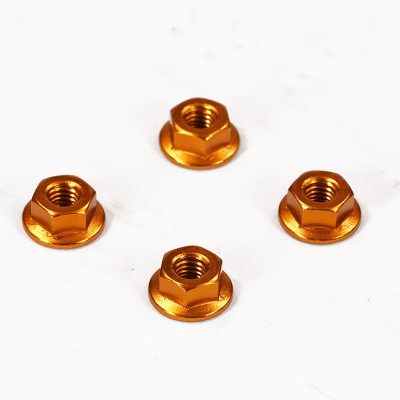 Fastrax M4 Gold Serrated Aluminium Locknuts 4pcs