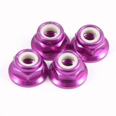 Fastrax M4 Pink Flanged Locknuts 4pcs
