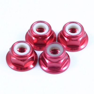 Fastrax M4 Red Flanged Locknuts 4pcs