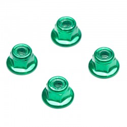 Fastrax M5 Green Flanged Aluminium Locknuts-4pcs