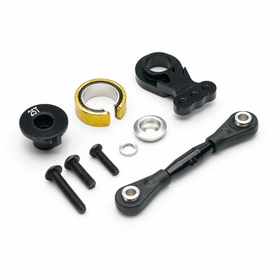 Fastrax Tamiya TT02/B/T Aluminium 25t Servo Saver Set - Black