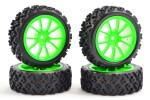 Fastrax 1/10th Street/Rally Tyre 10sp Green Wheel