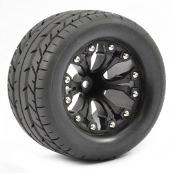 Fastrax 1:10 Mt Eagle Mounted 6-Spoke Black 0 Offset (Pr)