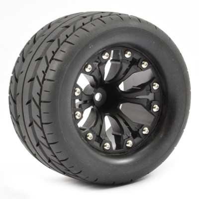 Fastrax 1:10 Mt Eagle Mounted 6-Spoke Black 0 Offset (Pr)